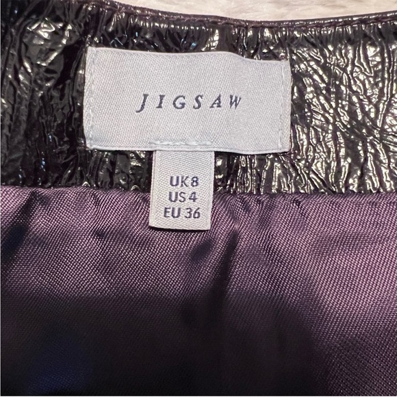 Vintage Jigsaw black  100% goat leather mini skirt front pockets size 4 - Picture 6 of 9